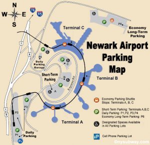 Newark Airport Parking Three Choices Of Parking Lots And Parking Garage   Newark Airport Parking Map V.1 300x291 